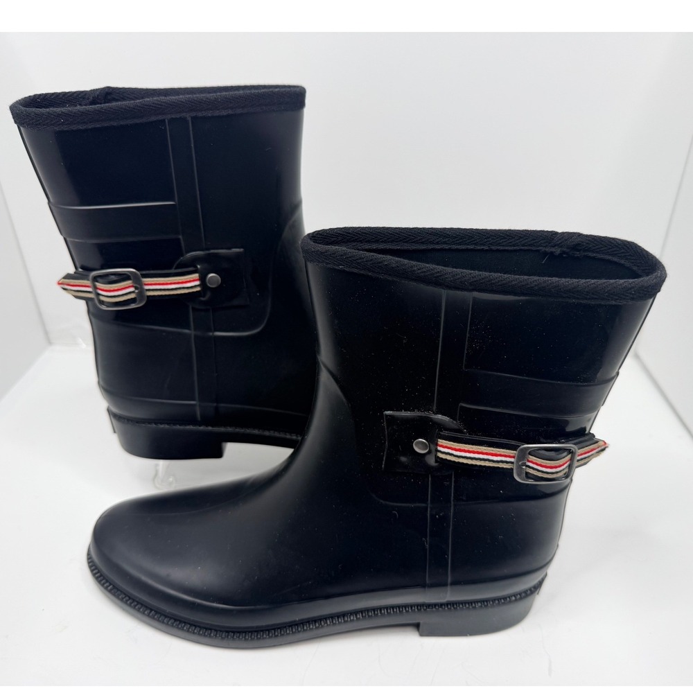 Henry Ferrera Rain Boots Women Size 10 Black Mid Calf Waterproof Rubber Boots